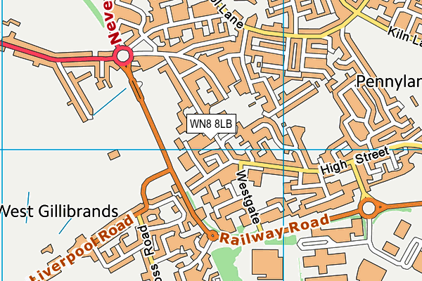 WN8 8LB map - OS VectorMap District (Ordnance Survey)