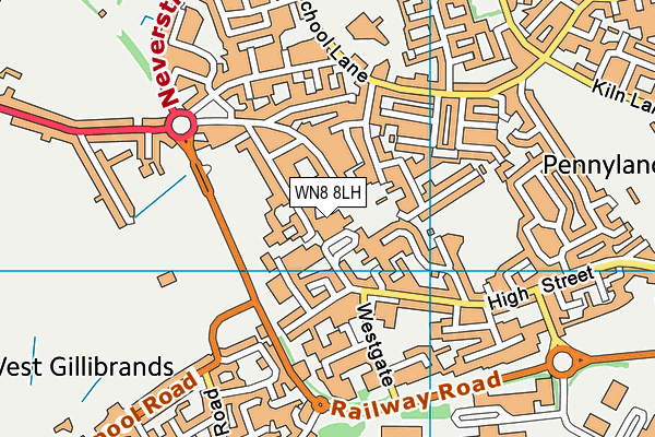WN8 8LH map - OS VectorMap District (Ordnance Survey) WN8 8LH map - OS VectorMap District (Ordnance Survey)