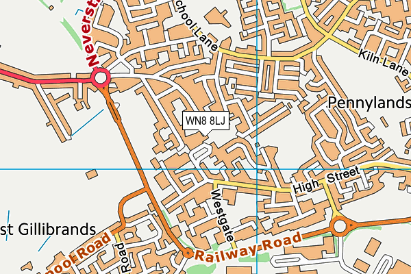 WN8 8LJ map - OS VectorMap District (Ordnance Survey) WN8 8LJ map - OS VectorMap District (Ordnance Survey)