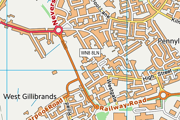 WN8 8LN map - OS VectorMap District (Ordnance Survey) WN8 8LN map - OS VectorMap District (Ordnance Survey)