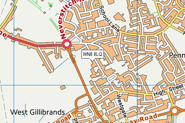 WN8 8LQ map - OS VectorMap District (Ordnance Survey) WN8 8LQ map - OS VectorMap District (Ordnance Survey)