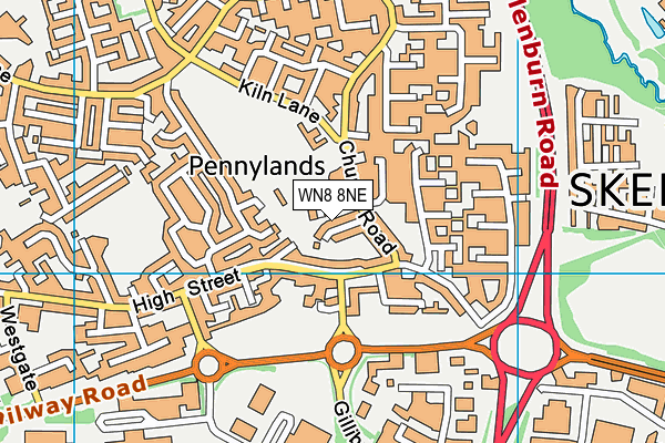 WN8 8NE map - OS VectorMap District (Ordnance Survey) WN8 8NE map - OS VectorMap District (Ordnance Survey)