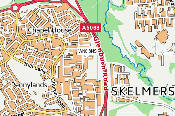 WN8 8NS map - OS VectorMap District (Ordnance Survey)