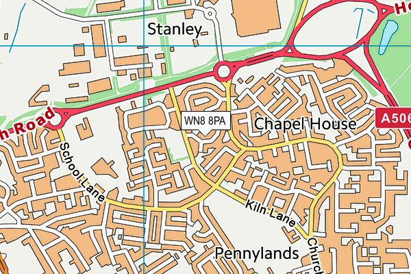 WN8 8PA map - OS VectorMap District (Ordnance Survey) WN8 8PA map - OS VectorMap District (Ordnance Survey)