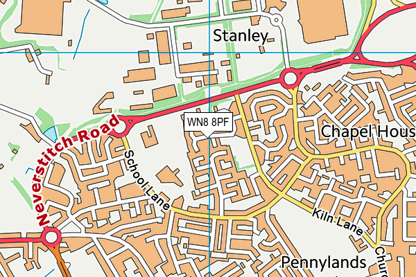 WN8 8PF map - OS VectorMap District (Ordnance Survey)