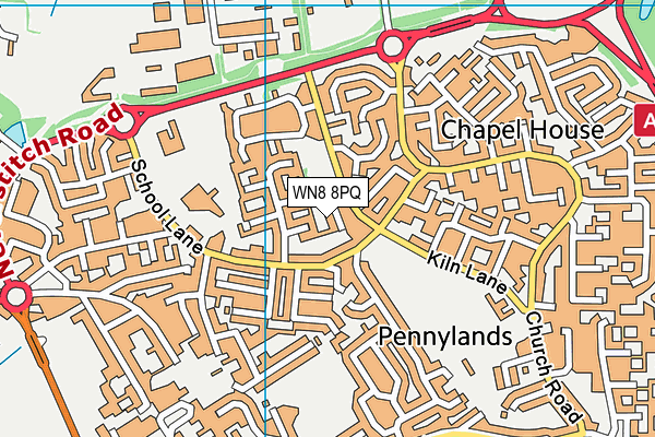 WN8 8PQ map - OS VectorMap District (Ordnance Survey) WN8 8PQ map - OS VectorMap District (Ordnance Survey)