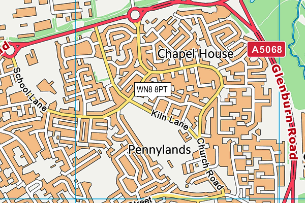 WN8 8PT map - OS VectorMap District (Ordnance Survey) WN8 8PT map - OS VectorMap District (Ordnance Survey)