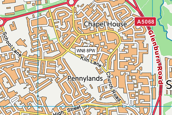 WN8 8PW map - OS VectorMap District (Ordnance Survey) WN8 8PW map - OS VectorMap District (Ordnance Survey)