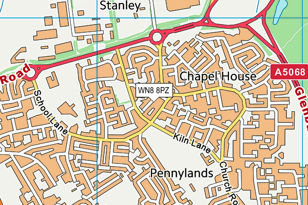 WN8 8PZ map - OS VectorMap District (Ordnance Survey) WN8 8PZ map - OS VectorMap District (Ordnance Survey)