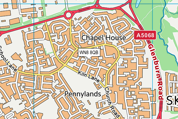 WN8 8QB map - OS VectorMap District (Ordnance Survey) WN8 8QB map - OS VectorMap District (Ordnance Survey)