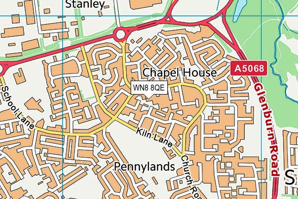 WN8 8QE map - OS VectorMap District (Ordnance Survey) WN8 8QE map - OS VectorMap District (Ordnance Survey)