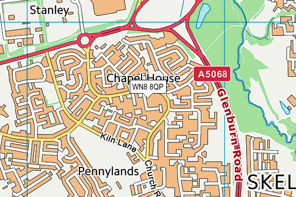 WN8 8QP map - OS VectorMap District (Ordnance Survey) WN8 8QP map - OS VectorMap District (Ordnance Survey)