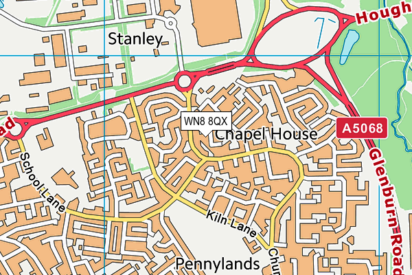 WN8 8QX map - OS VectorMap District (Ordnance Survey) WN8 8QX map - OS VectorMap District (Ordnance Survey)