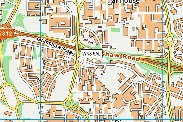WN8 9AL map - OS VectorMap District (Ordnance Survey)
