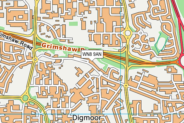 WN8 9AN map - OS VectorMap District (Ordnance Survey) WN8 9AN map - OS VectorMap District (Ordnance Survey)