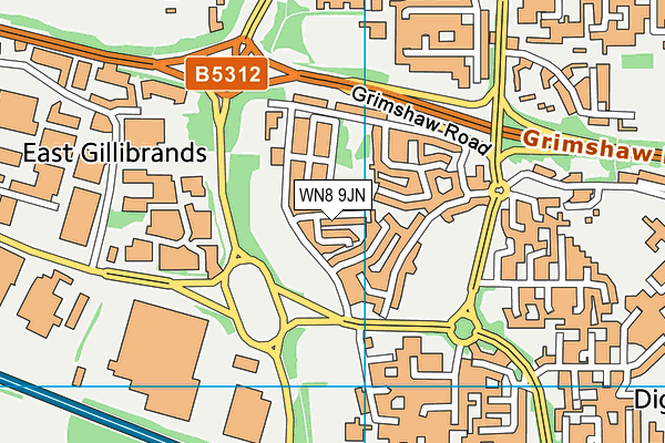 WN8 9JN map - OS VectorMap District (Ordnance Survey) WN8 9JN map - OS VectorMap District (Ordnance Survey)