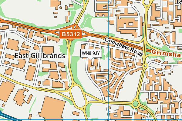 WN8 9JY map - OS VectorMap District (Ordnance Survey)