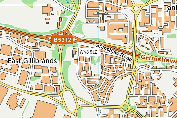 WN8 9JZ map - OS VectorMap District (Ordnance Survey) WN8 9JZ map - OS VectorMap District (Ordnance Survey)