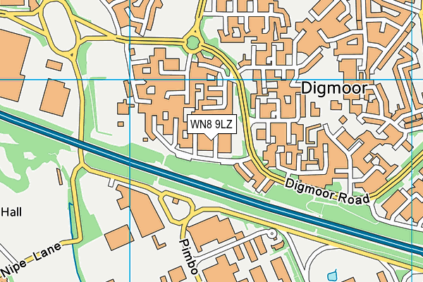 WN8 9LZ map - OS VectorMap District (Ordnance Survey)