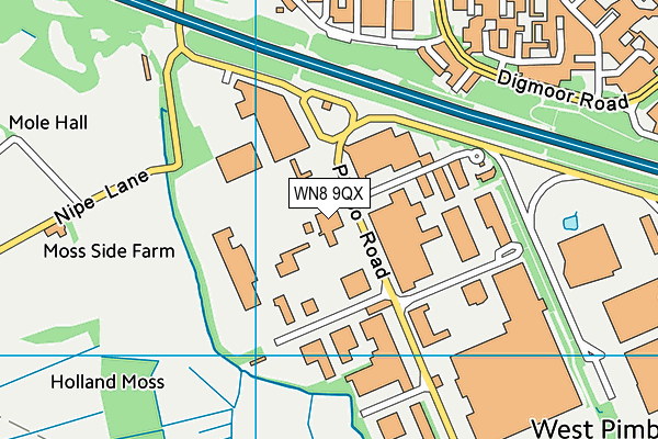 WN8 9QX map - OS VectorMap District (Ordnance Survey)