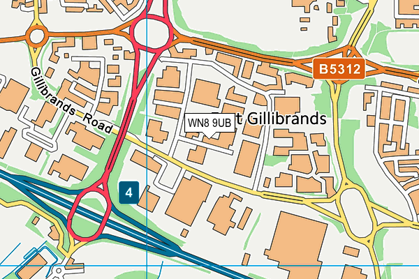 WN8 9UB map - OS VectorMap District (Ordnance Survey)