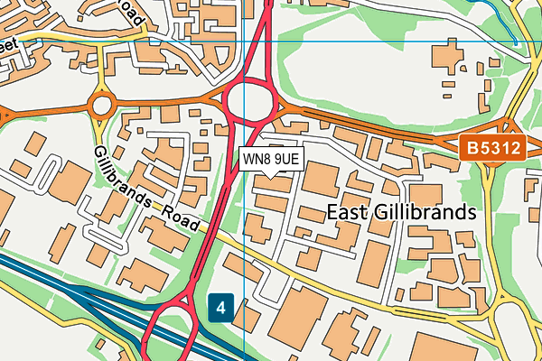 WN8 9UE map - OS VectorMap District (Ordnance Survey)