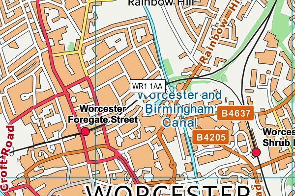 WR1 1AA map - OS VectorMap District (Ordnance Survey) WR1 1AA map - OS VectorMap District (Ordnance Survey)