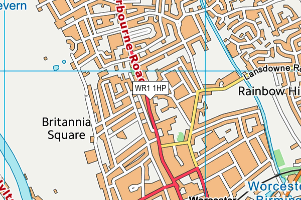 WR1 1HP map - OS VectorMap District (Ordnance Survey)