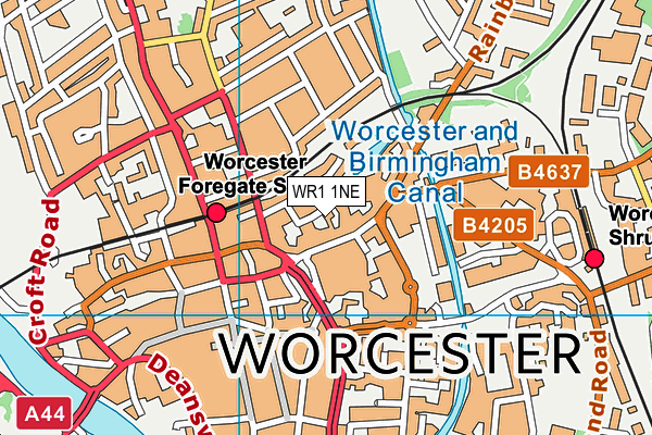WR1 1NE map - OS VectorMap District (Ordnance Survey) WR1 1NE map - OS VectorMap District (Ordnance Survey)