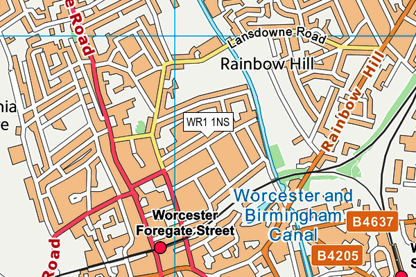 WR1 1NS map - OS VectorMap District (Ordnance Survey)