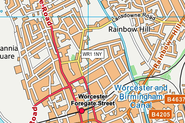 WR1 1NY map - OS VectorMap District (Ordnance Survey) WR1 1NY map - OS VectorMap District (Ordnance Survey)