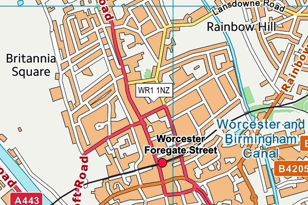 WR1 1NZ map - OS VectorMap District (Ordnance Survey) WR1 1NZ map - OS VectorMap District (Ordnance Survey)