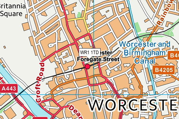 WR1 1TD map - OS VectorMap District (Ordnance Survey)