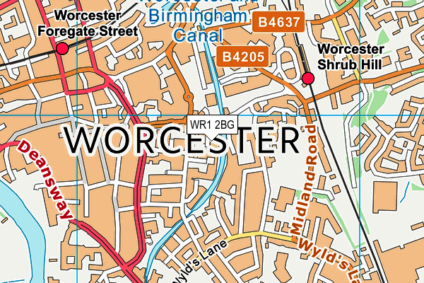 WR1 2BG map - OS VectorMap District (Ordnance Survey)