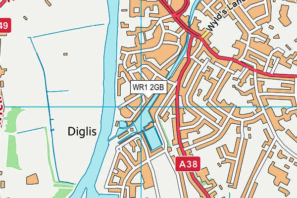 WR1 2GB map - OS VectorMap District (Ordnance Survey)