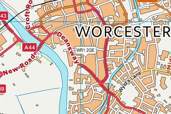 WR1 2QE map - OS VectorMap District (Ordnance Survey)