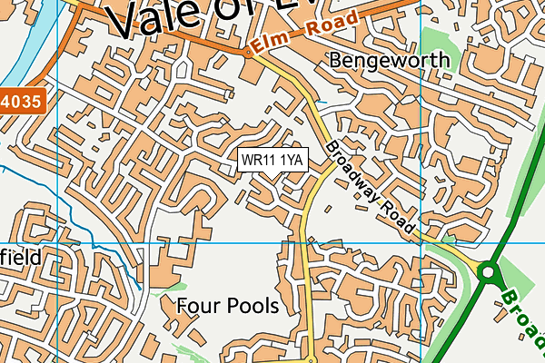 WR11 1YA map - OS VectorMap District (Ordnance Survey) WR11 1YA map - OS VectorMap District (Ordnance Survey)