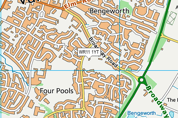 WR11 1YT map - OS VectorMap District (Ordnance Survey) WR11 1YT map - OS VectorMap District (Ordnance Survey)