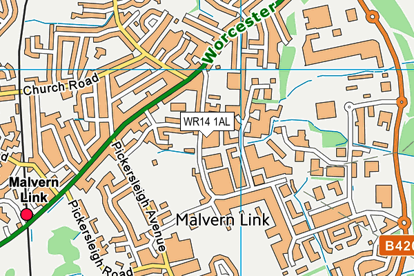 WR14 1AL map - OS VectorMap District (Ordnance Survey)