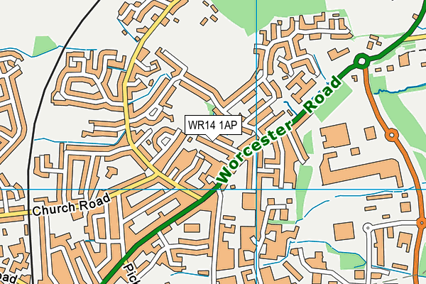 WR14 1AP map - OS VectorMap District (Ordnance Survey) WR14 1AP map - OS VectorMap District (Ordnance Survey)
