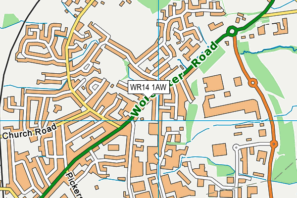 WR14 1AW map - OS VectorMap District (Ordnance Survey) WR14 1AW map - OS VectorMap District (Ordnance Survey)
