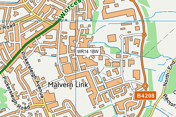 WR14 1BW map - OS VectorMap District (Ordnance Survey) WR14 1BW map - OS VectorMap District (Ordnance Survey)