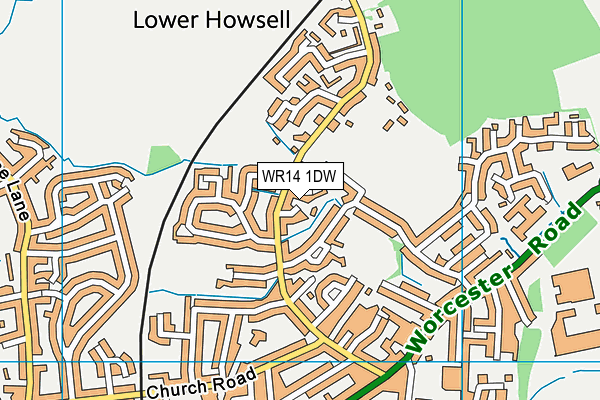 WR14 1DW map - OS VectorMap District (Ordnance Survey) WR14 1DW map - OS VectorMap District (Ordnance Survey)