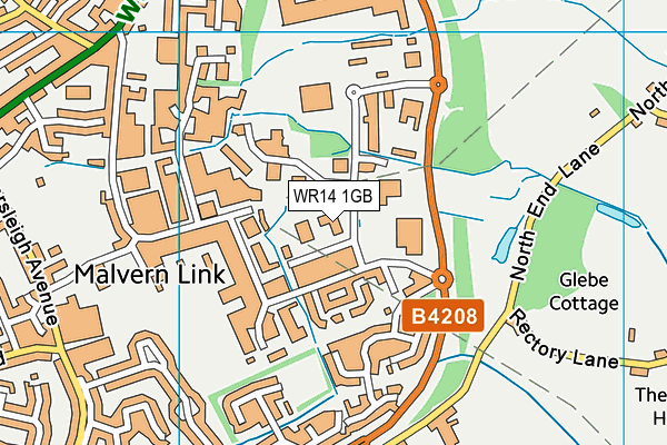 WR14 1GB map - OS VectorMap District (Ordnance Survey)