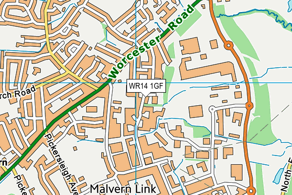 WR14 1GF map - OS VectorMap District (Ordnance Survey) WR14 1GF map - OS VectorMap District (Ordnance Survey)