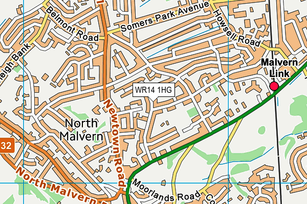 WR14 1HG map - OS VectorMap District (Ordnance Survey) WR14 1HG map - OS VectorMap District (Ordnance Survey)
