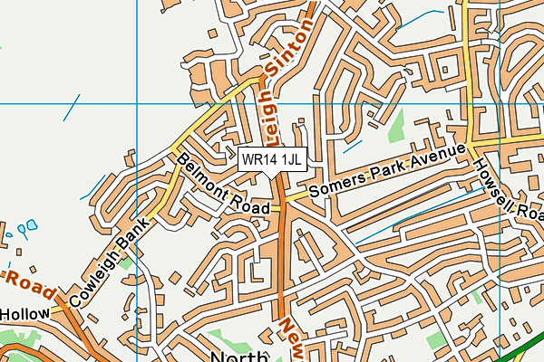 WR14 1JL map - OS VectorMap District (Ordnance Survey) WR14 1JL map - OS VectorMap District (Ordnance Survey)