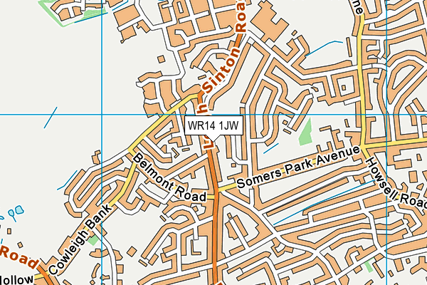 WR14 1JW map - OS VectorMap District (Ordnance Survey) WR14 1JW map - OS VectorMap District (Ordnance Survey)