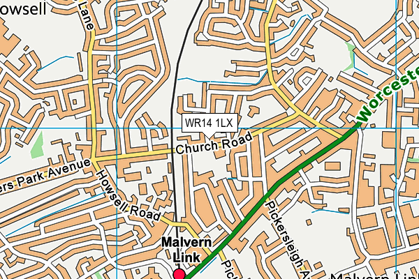 WR14 1LX map - OS VectorMap District (Ordnance Survey)