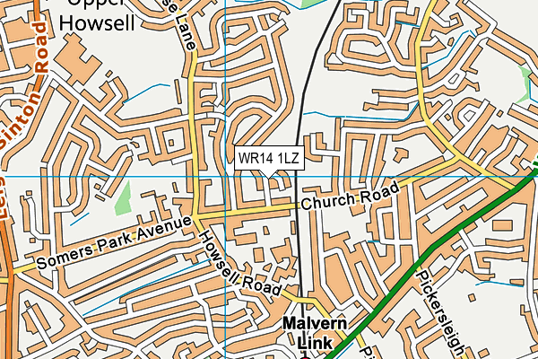 WR14 1LZ map - OS VectorMap District (Ordnance Survey) WR14 1LZ map - OS VectorMap District (Ordnance Survey)